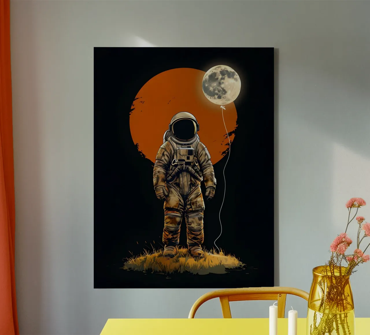 Astronauta con pallone lunare tela con Cornice a cassetta da 🥝 KIWI STORE