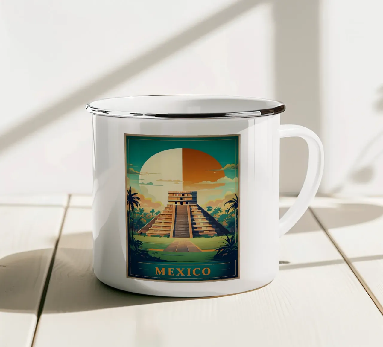 Poster di viaggio del Messico tazza in smalto da 🎁 ARTVI-SHOP