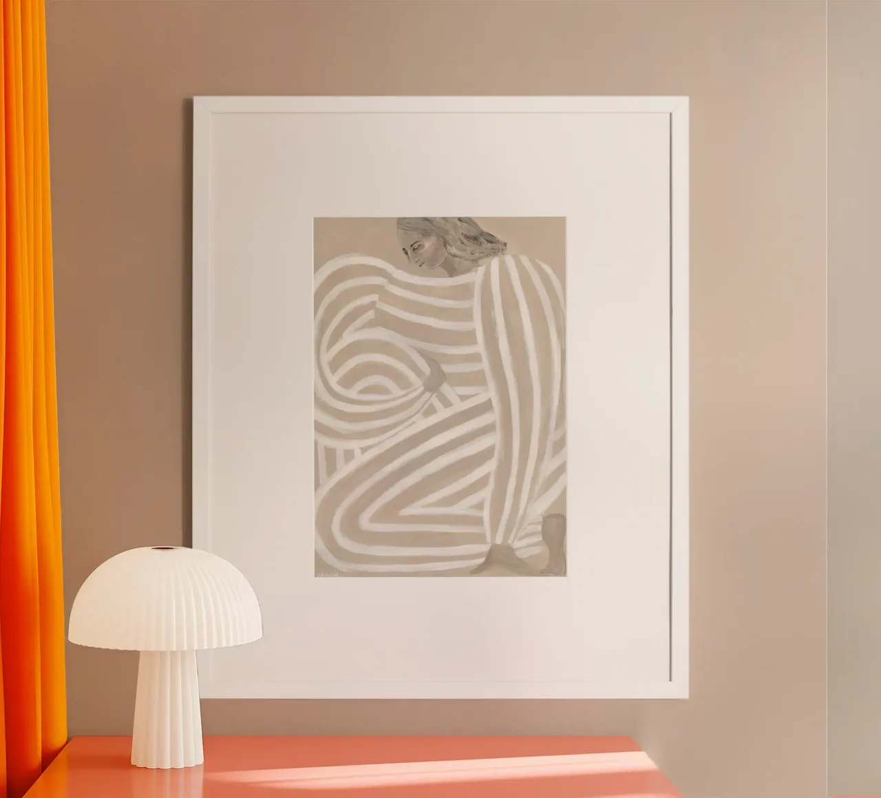 hold on beige stripe portrait sofia lind poster da panaiti vascu