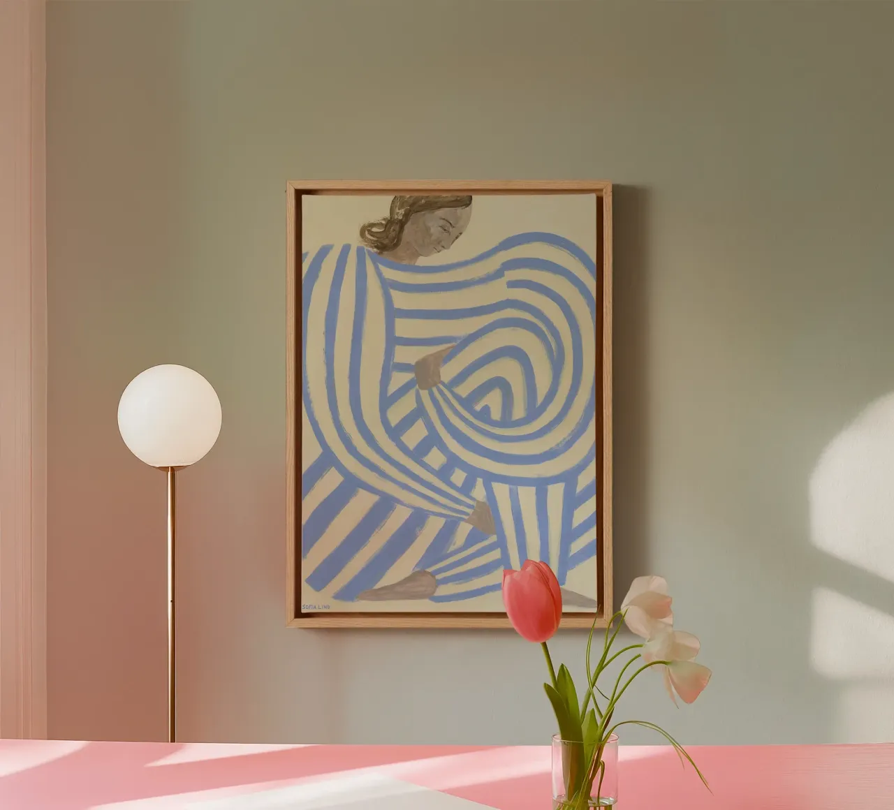 Collaboration - Blue Stripe sofia lind tela con Cornice a cassetta da panaiti vascu