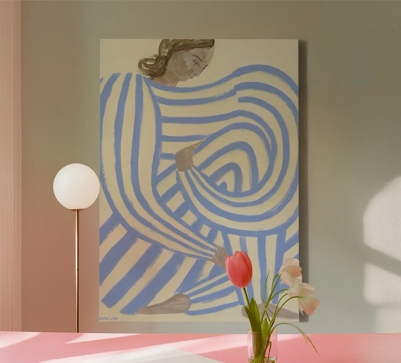 Collaboration - Blue Stripe sofia lind tela con Cornice a cassetta da panaiti vascu