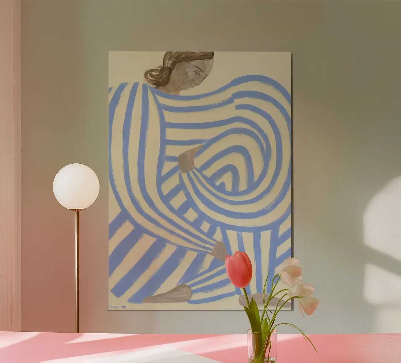 Collaboration - Blue Stripe sofia lind poster con telaio in alluminio da panaiti vascu