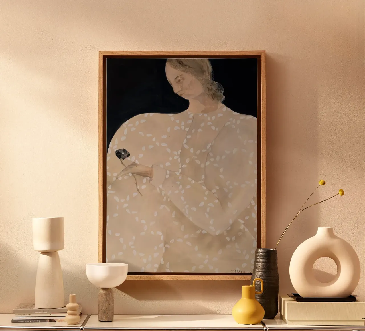 donkere bloem sofia lind canvas met Baklijst van panaiti vascu