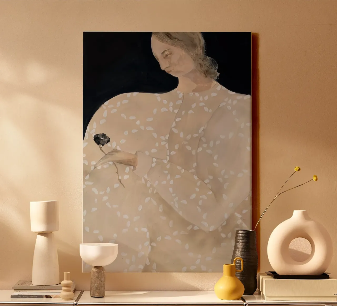 donkere bloem sofia lind canvas met Baklijst van panaiti vascu