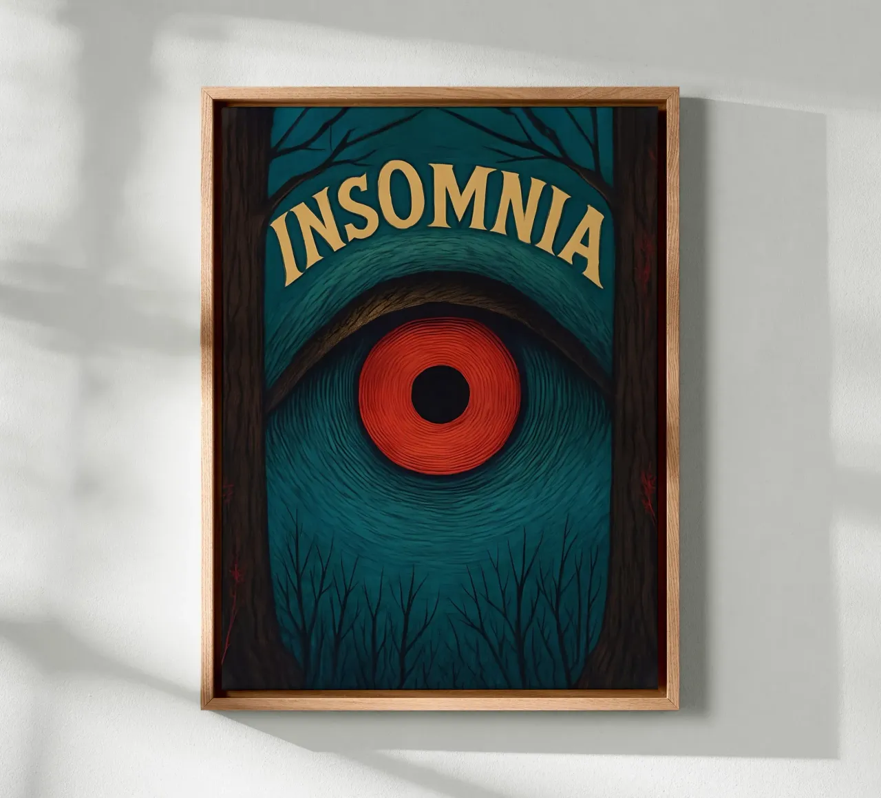 Insomnia: Un occhio infestante nel bosco tela con Cornice a cassetta da 🎁 ARTVI-SHOP