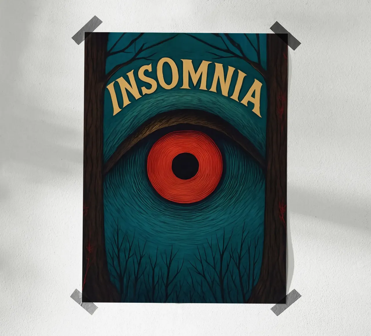 Insomnia: Un occhio infestante nel bosco poster da 🎁 ARTVI-SHOP