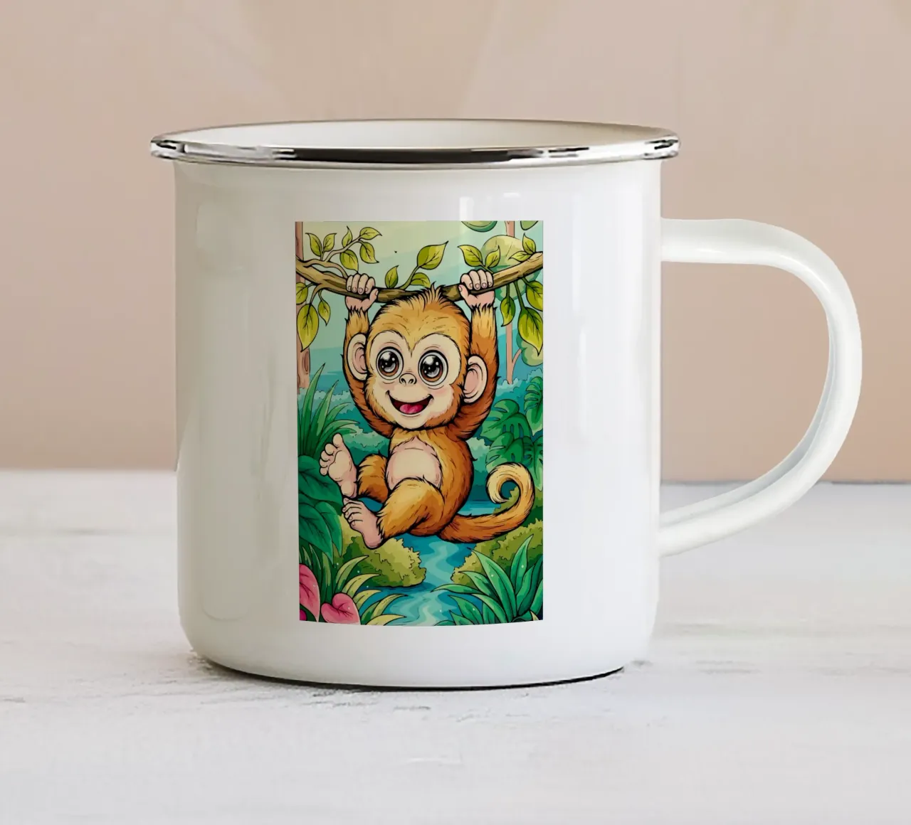 Monkey tazza in smalto da Dumery Art