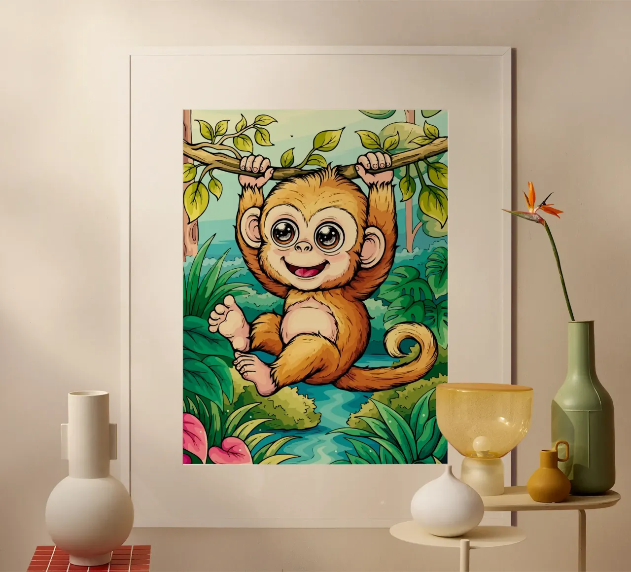 Monkey poster con telaio in plastica da Dumery Art