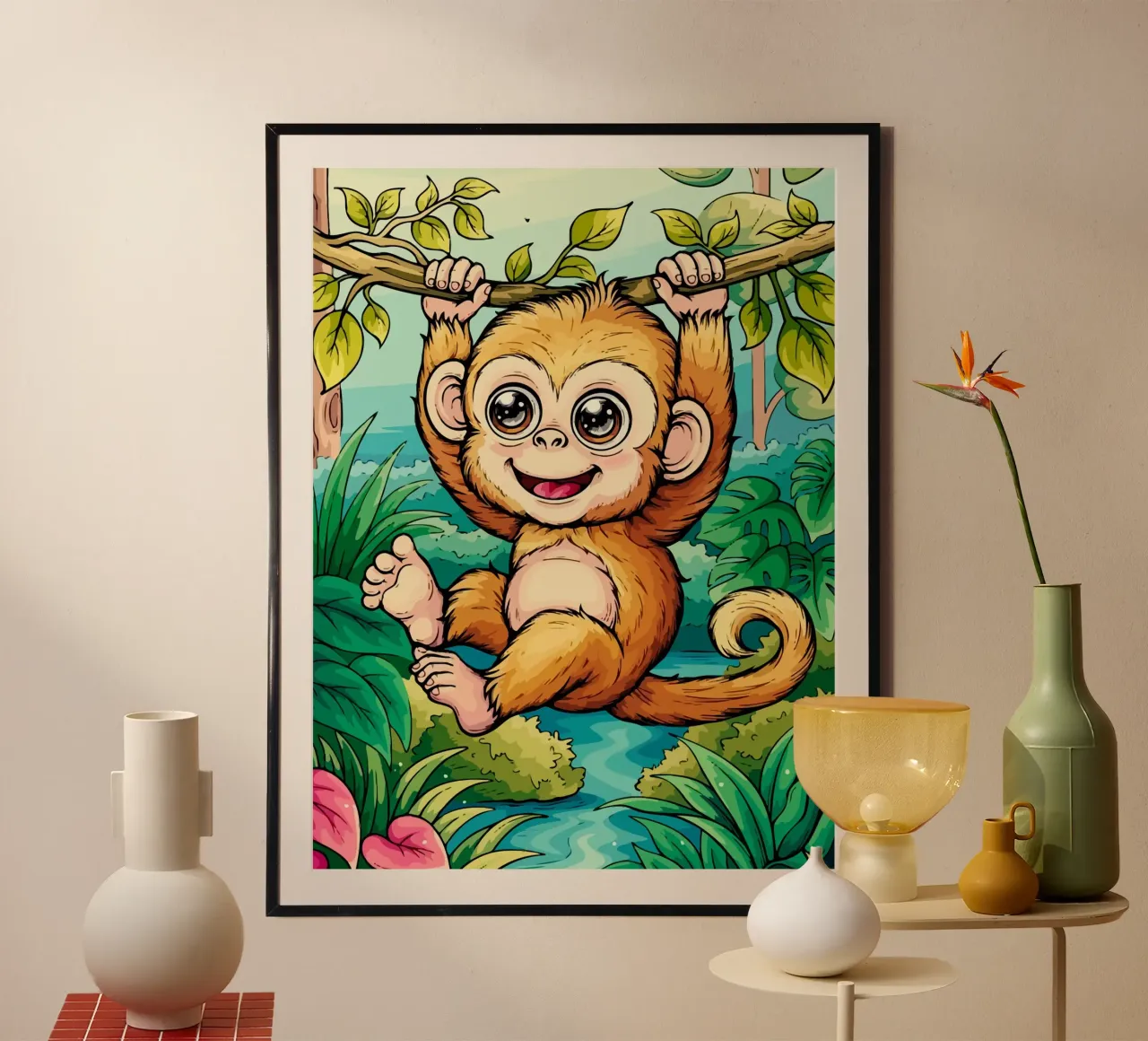 Monkey poster con telaio in plastica da Dumery Art