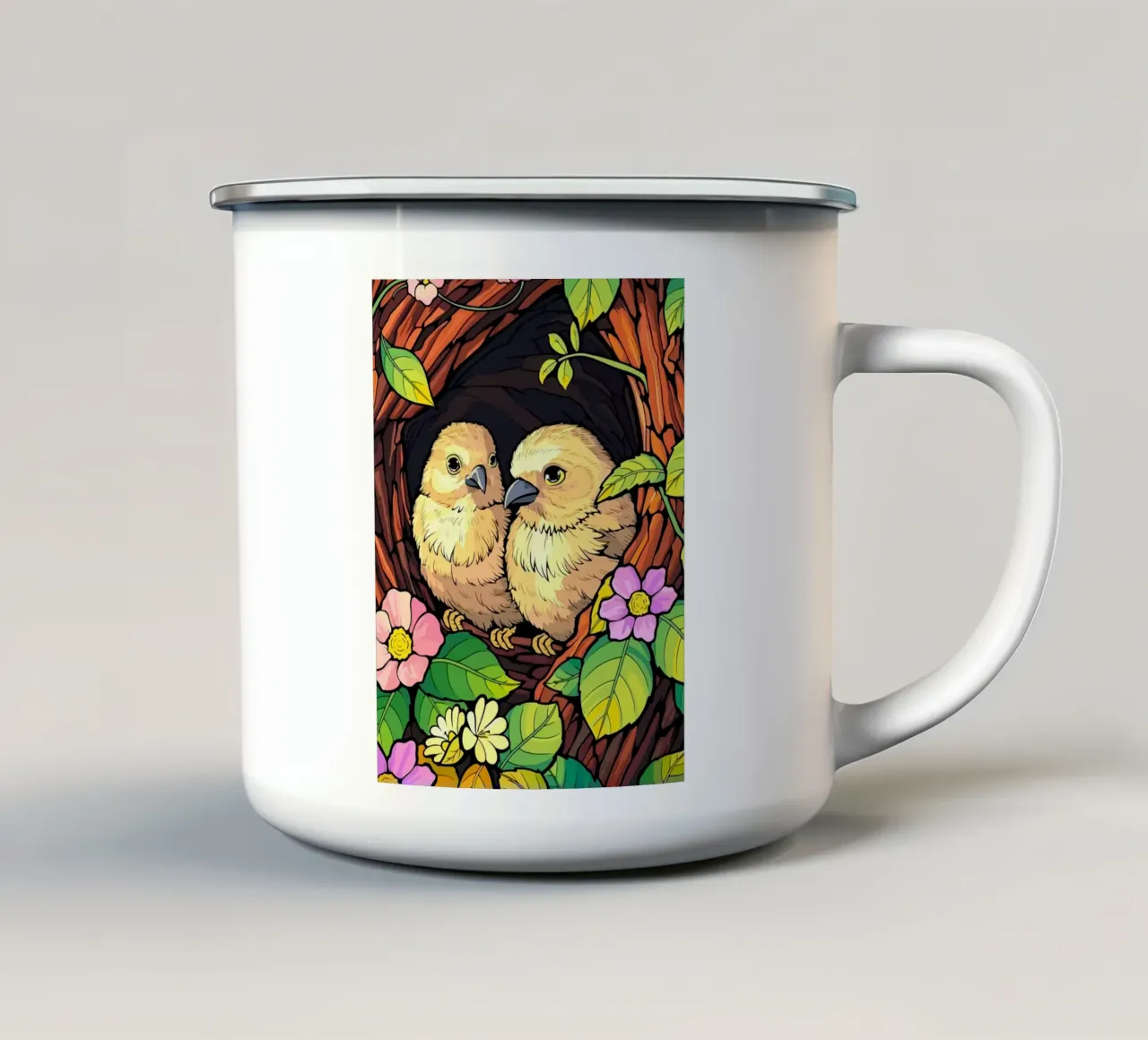 a pair of birds tazza in smalto da Dumery Art