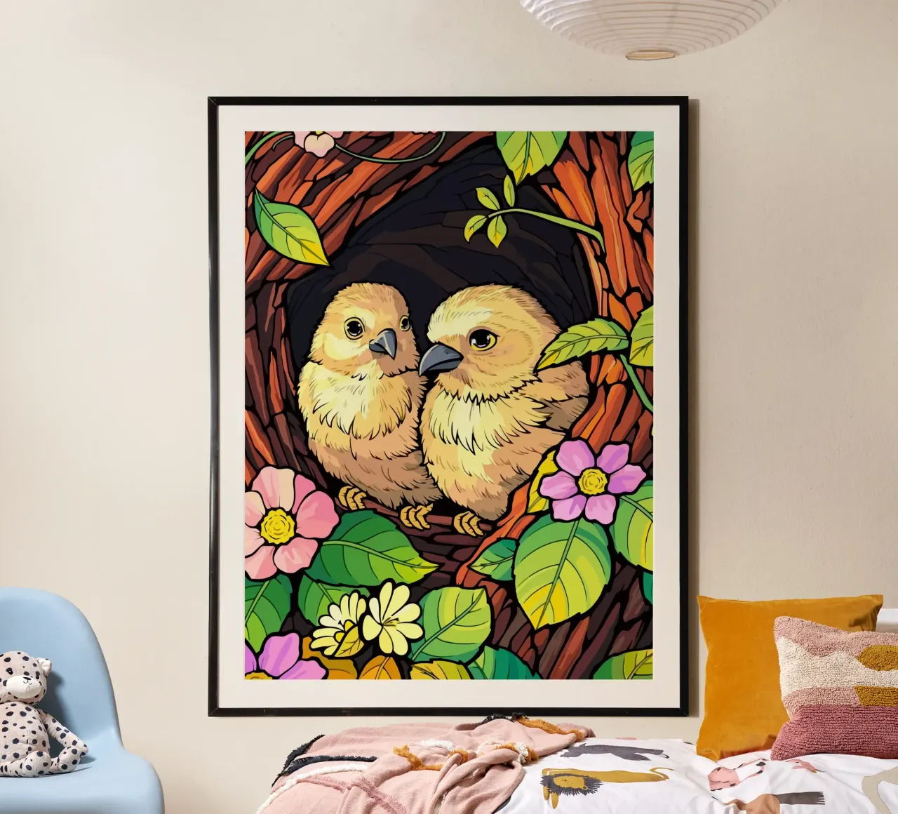 a pair of birds poster con telaio in legno da Dumery Art
