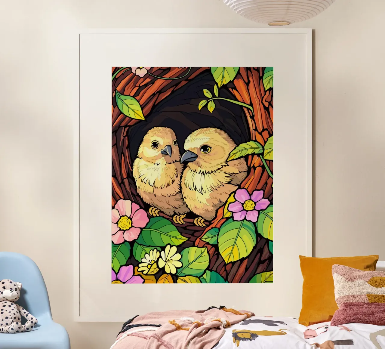 a pair of birds poster con telaio in legno da Dumery Art