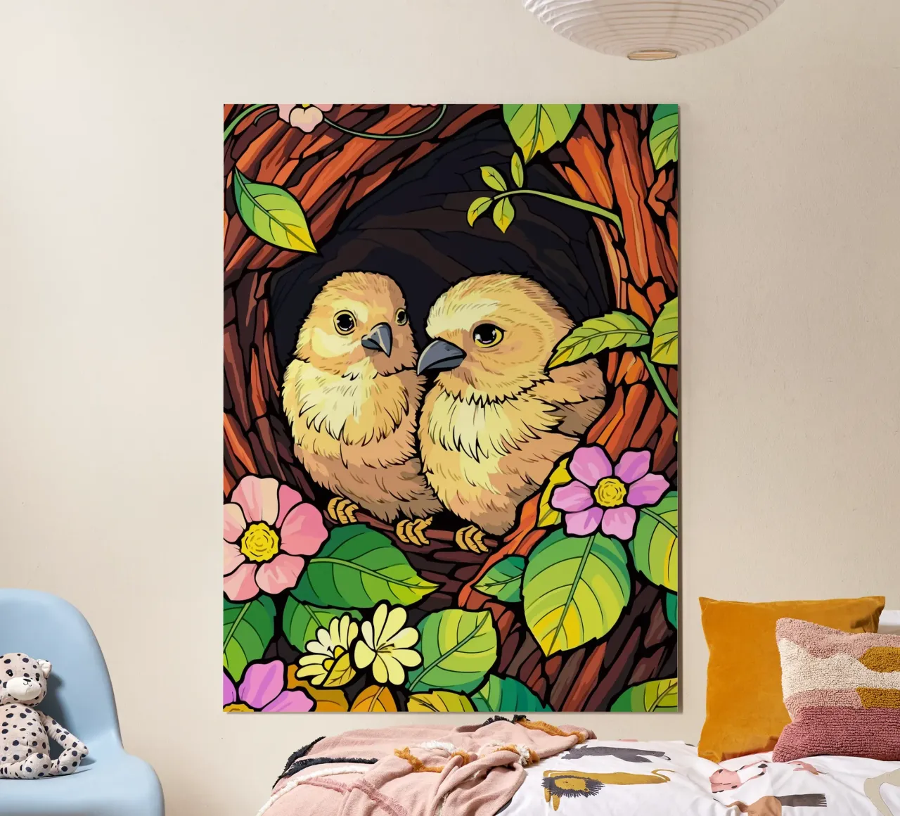 a pair of birds poster con telaio in legno da Dumery Art
