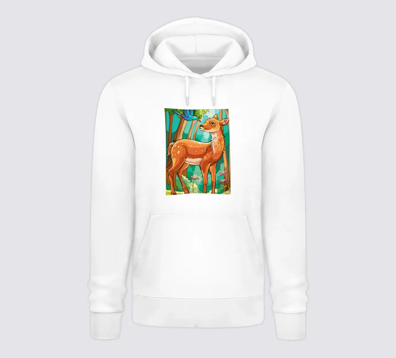 deer playing with birds felpa con cappuccio da Dumery Art