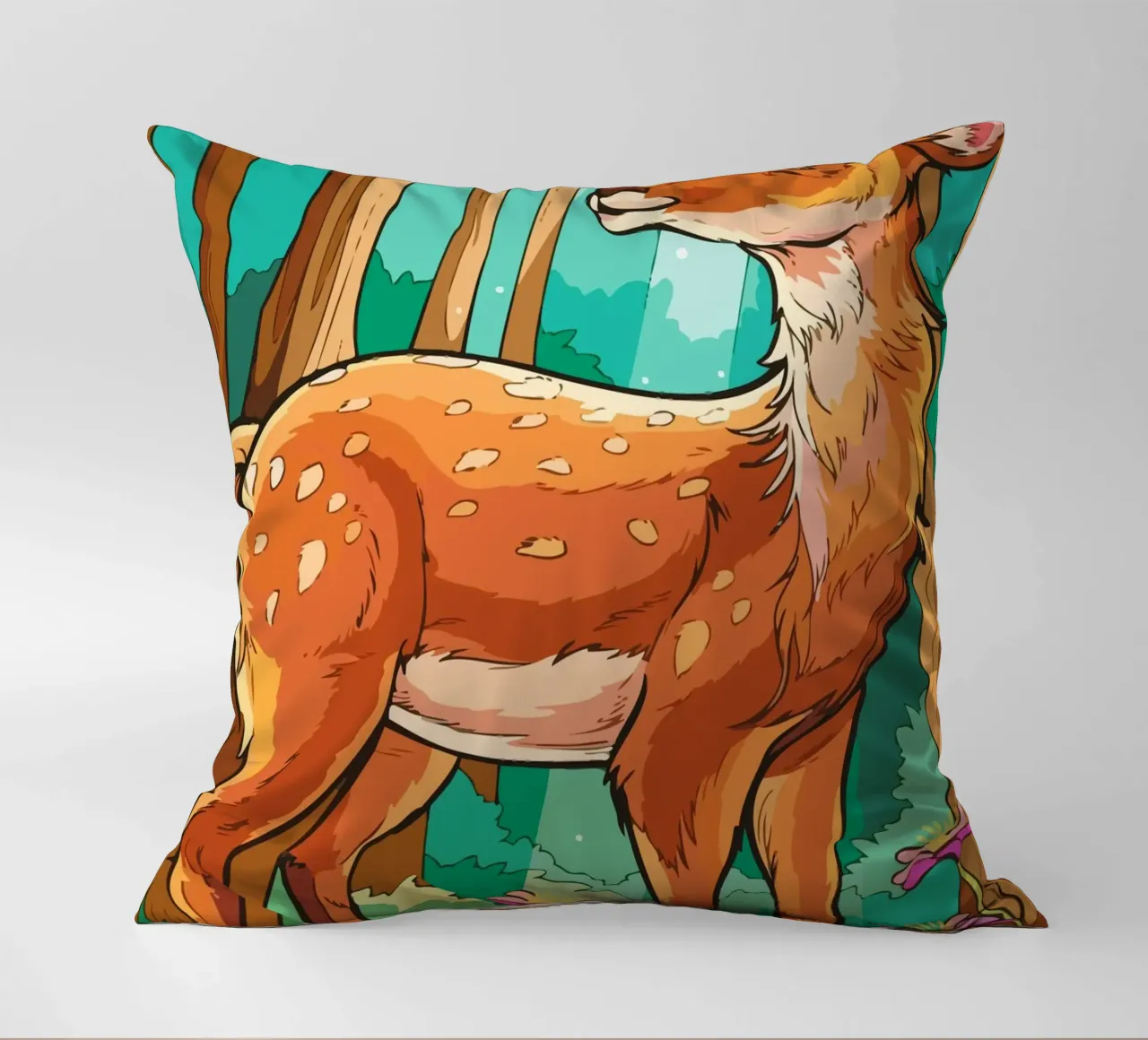deer playing with birds cuscino da Dumery Art