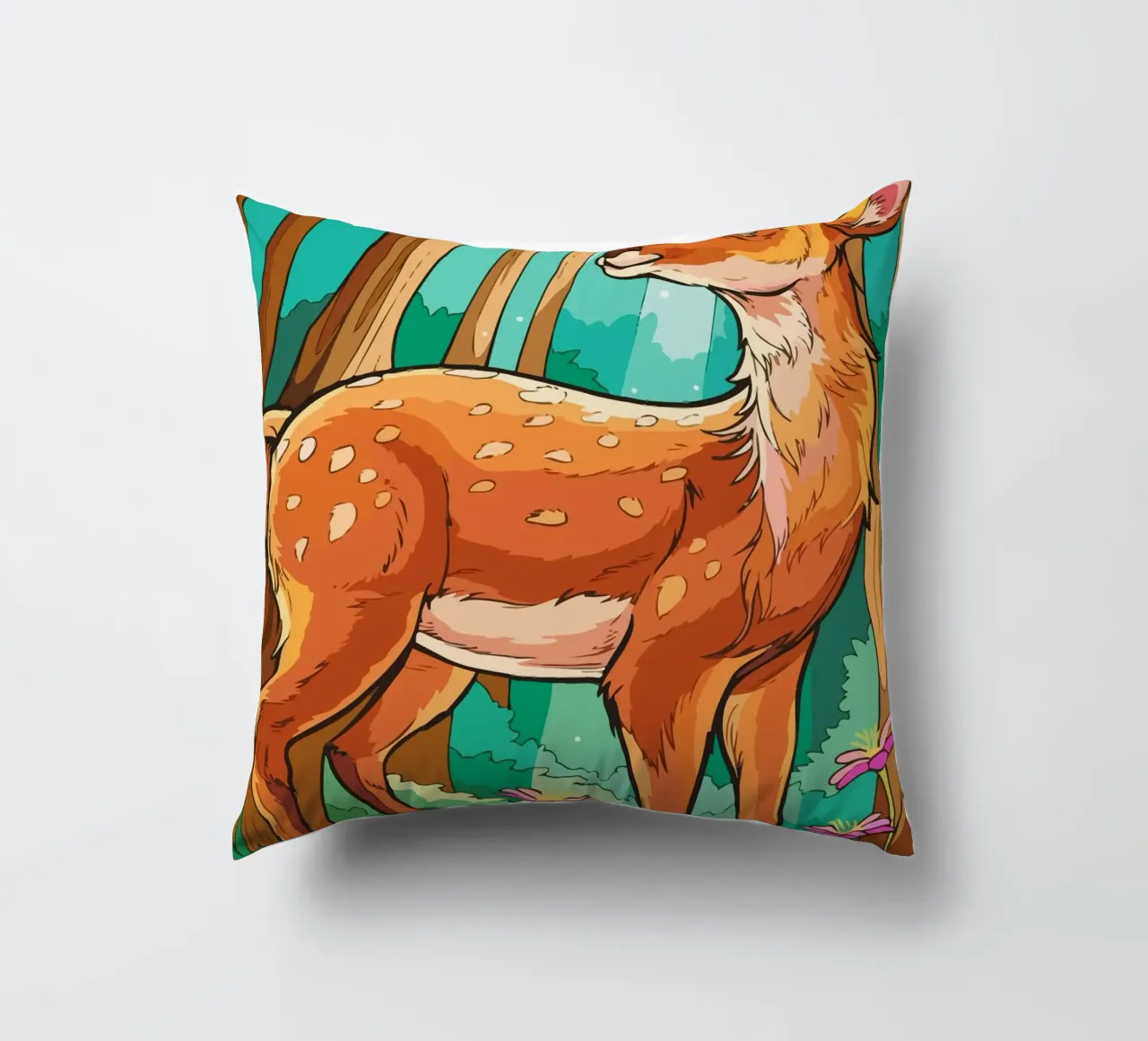 deer playing with birds cuscino da Dumery Art