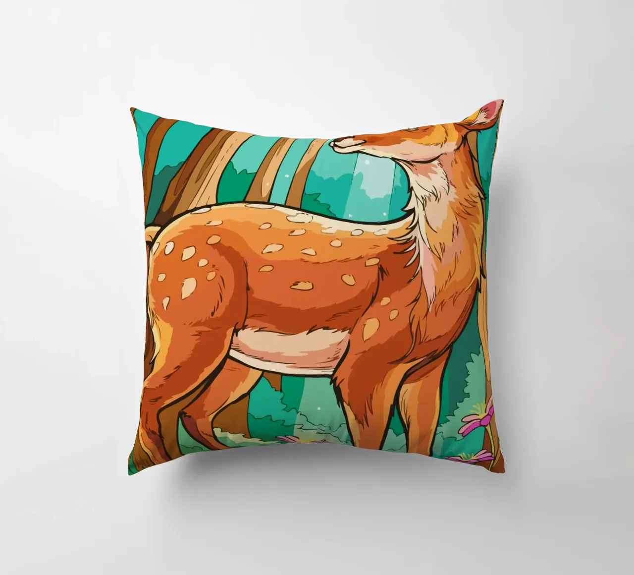 deer playing with birds cuscino da Dumery Art