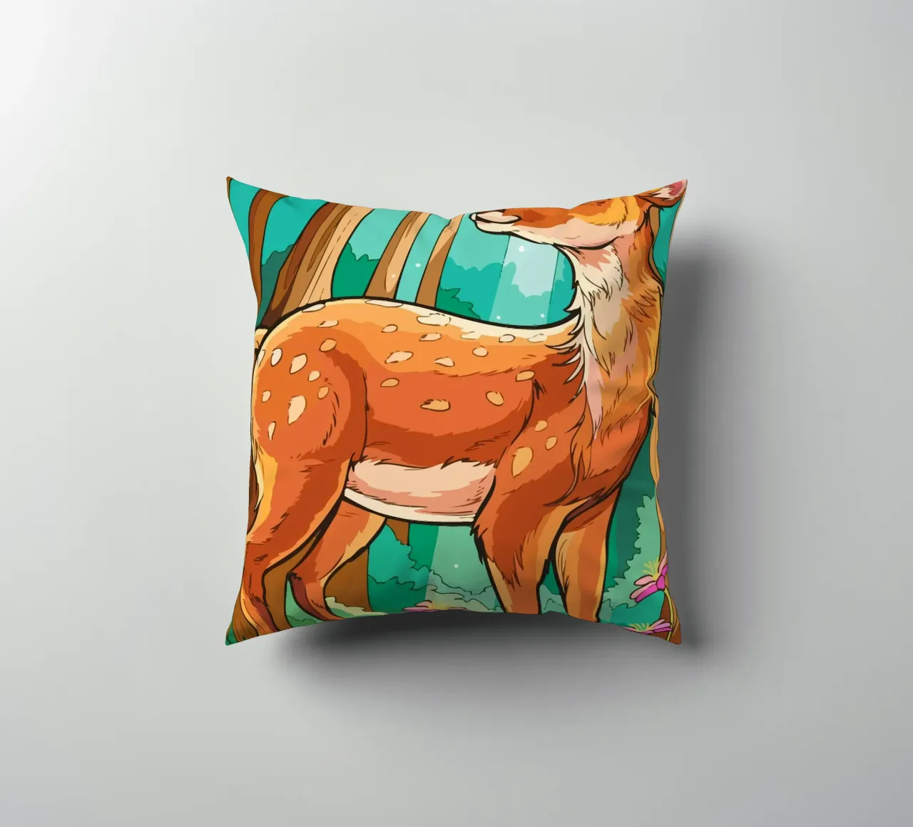 deer playing with birds cuscino da Dumery Art