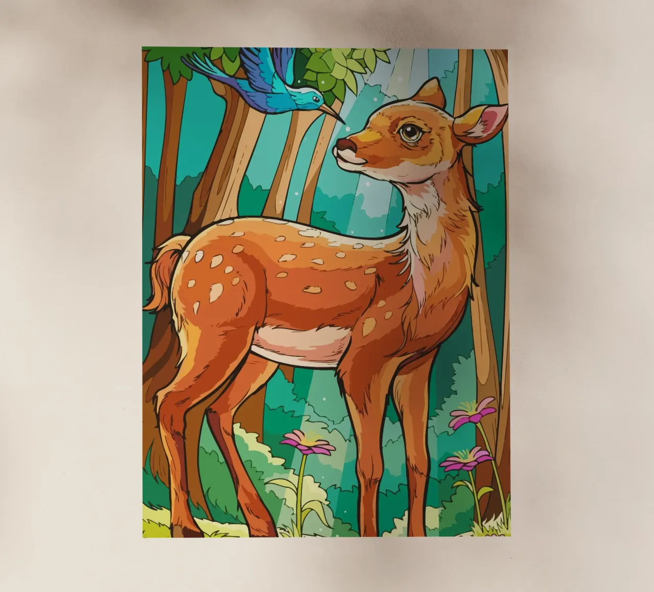 deer playing with birds pellicola backlit da Dumery Art