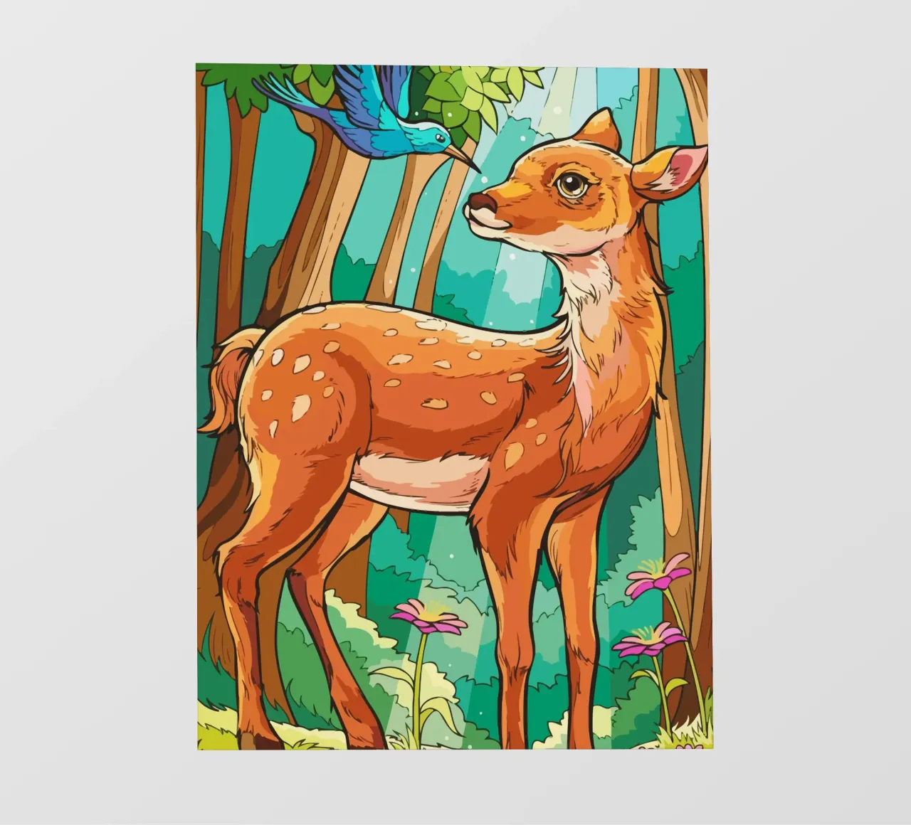 deer playing with birds pellicola backlit da Dumery Art