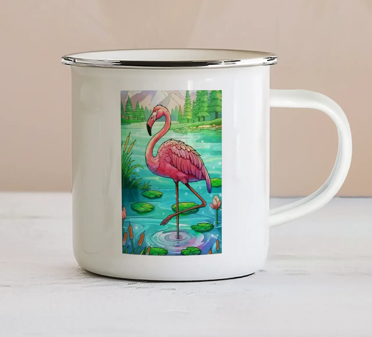 Crane tazza in smalto da Dumery Art