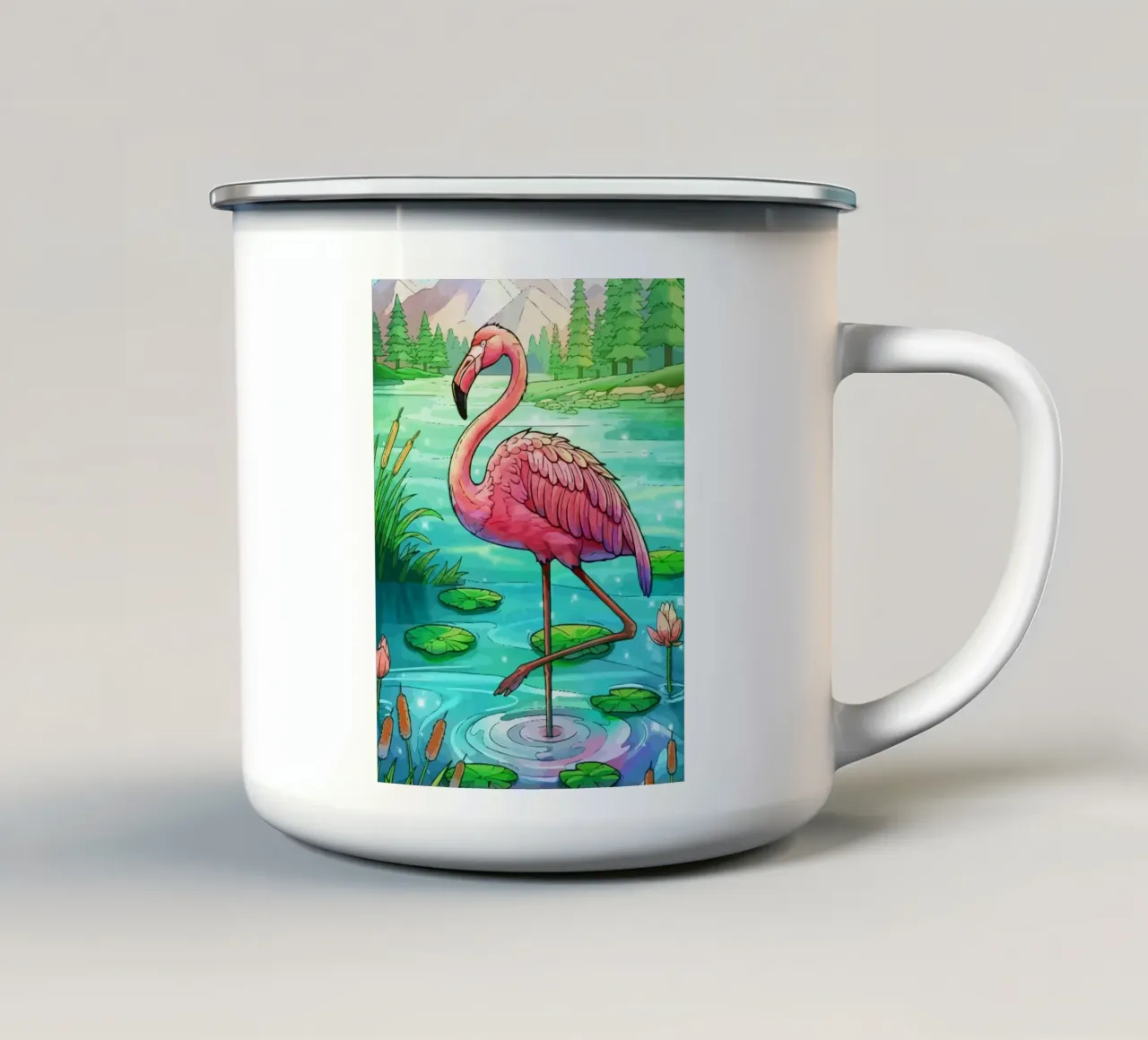 Crane tazza in smalto da Dumery Art