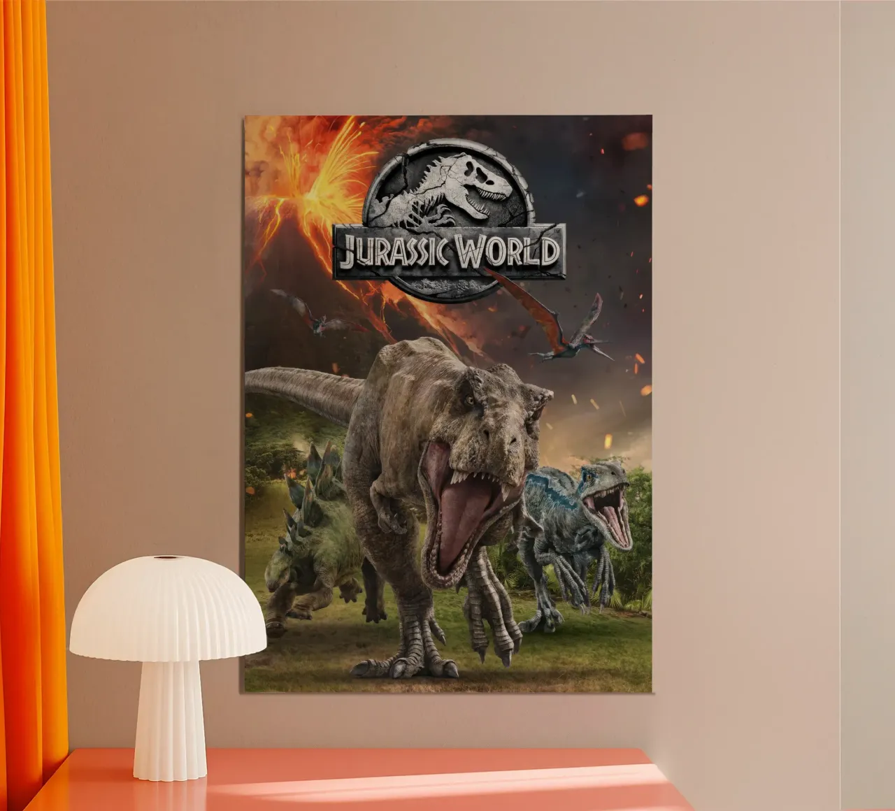 il regno caduto di jurassic world poster con telaio in legno da mix mate