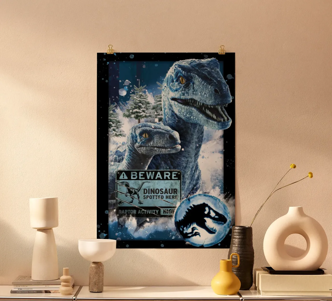 mondo jurasico raptor poster da mix mate
