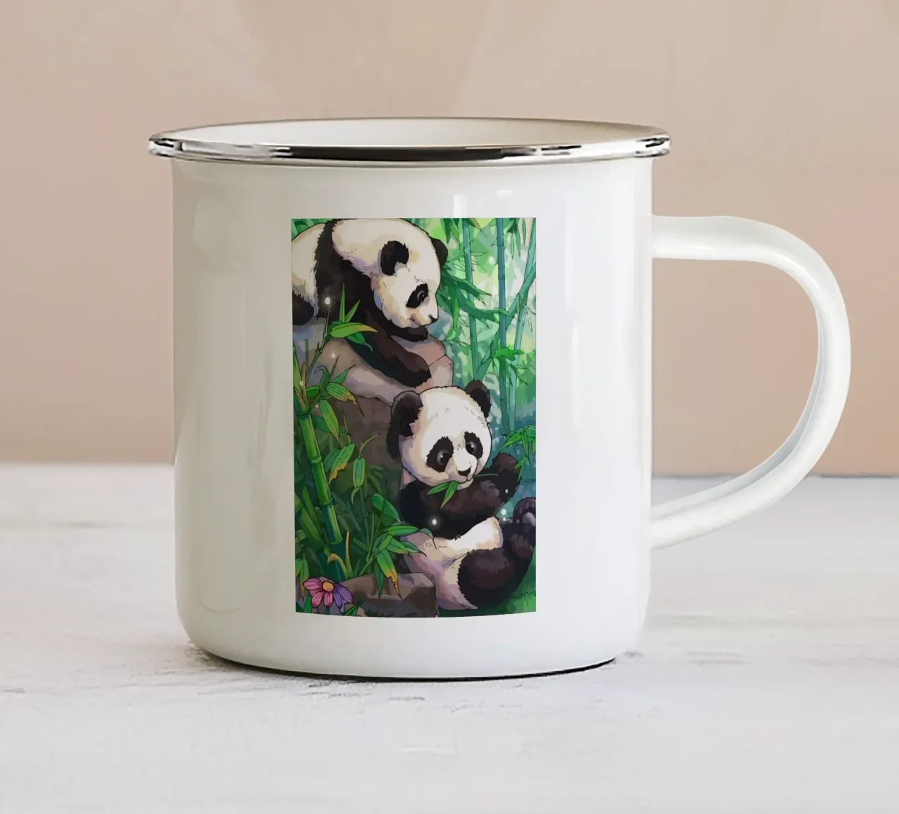 Panda tazza in smalto da Dumery Art