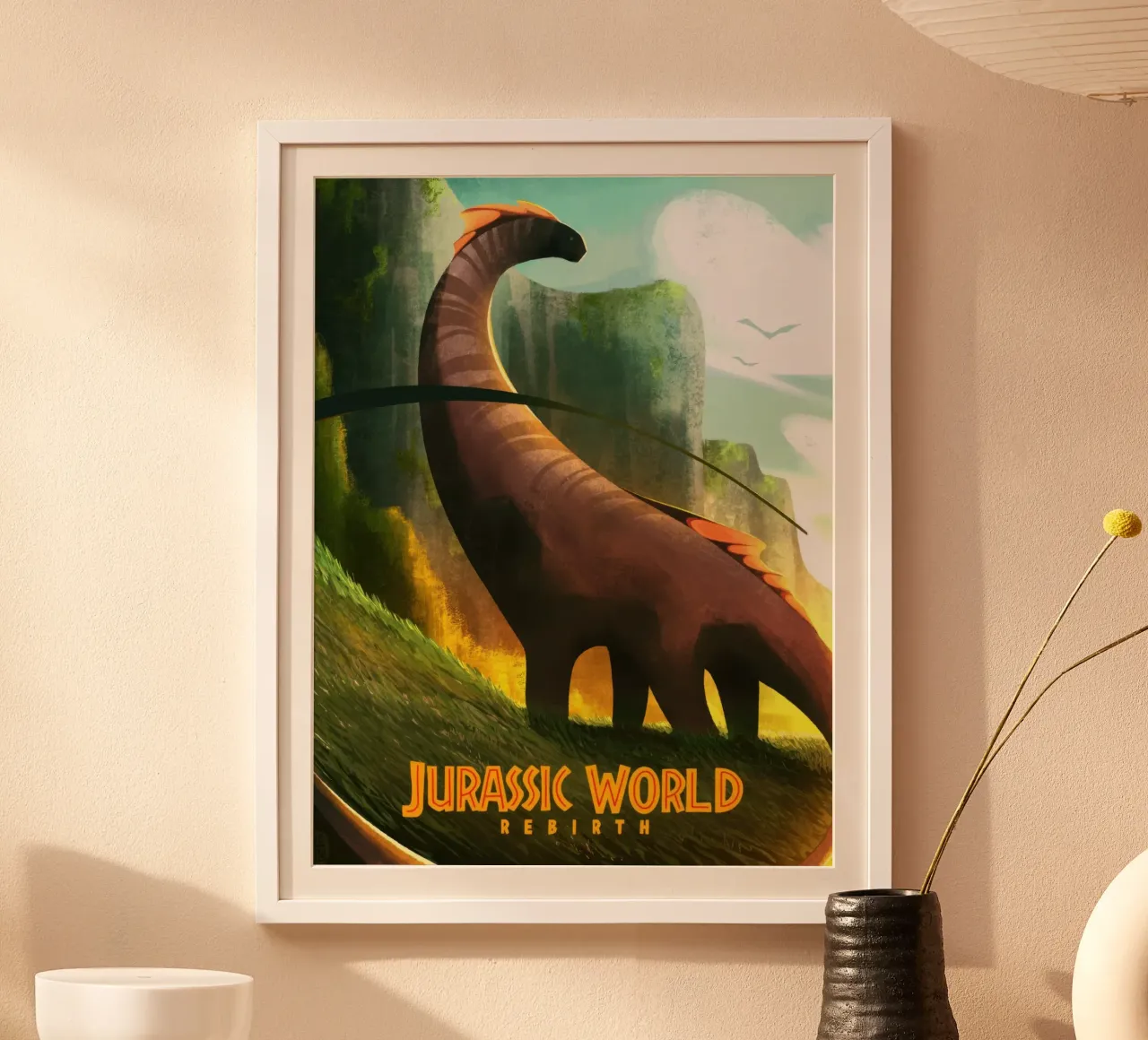 rinascita del mondo giurassico poster con telaio in plastica da mix mate