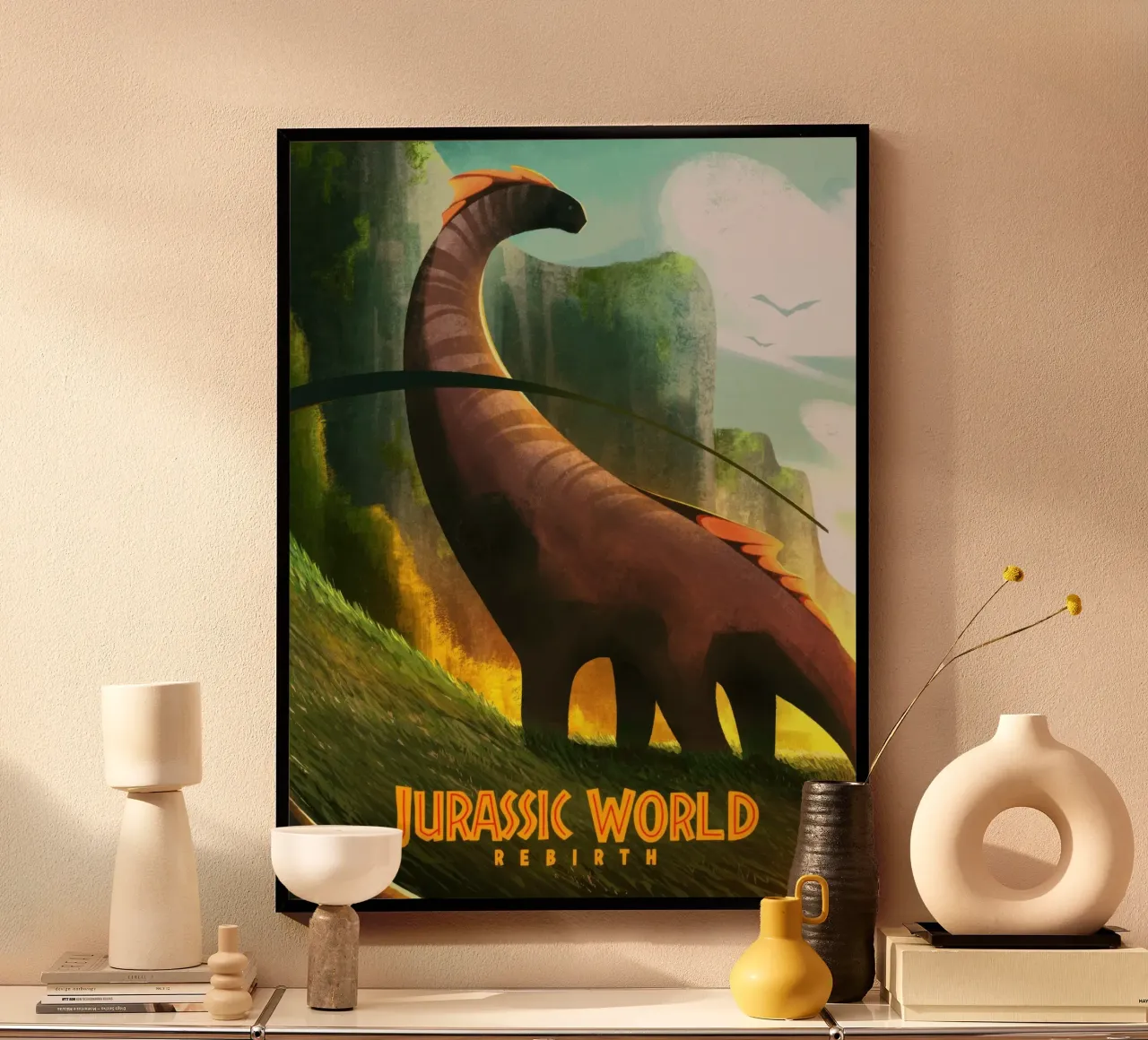 rinascita del mondo giurassico poster con telaio in plastica da mix mate