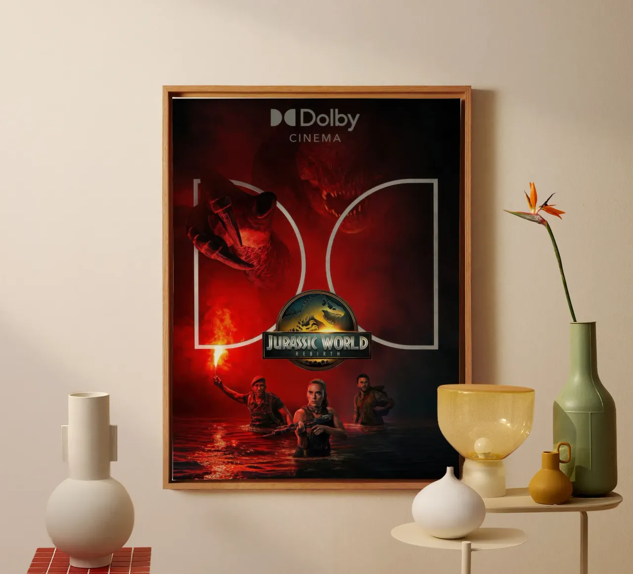 poster della rinascita di jurassic world 3 tela con Cornice a cassetta da mix mate