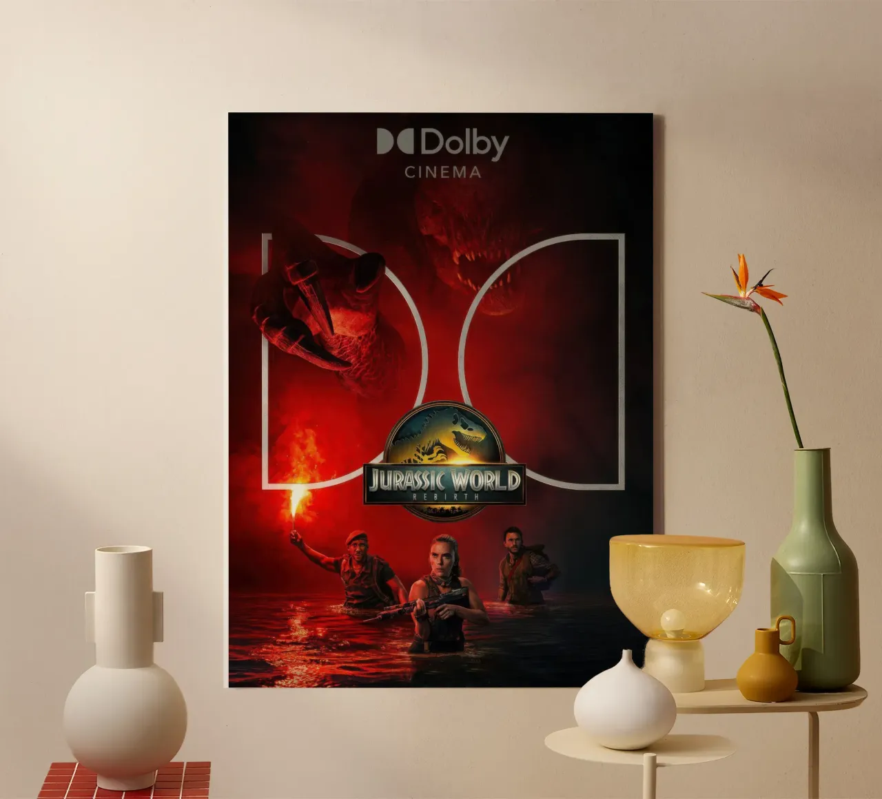 poster della rinascita di jurassic world 3 tela con Cornice a cassetta da mix mate