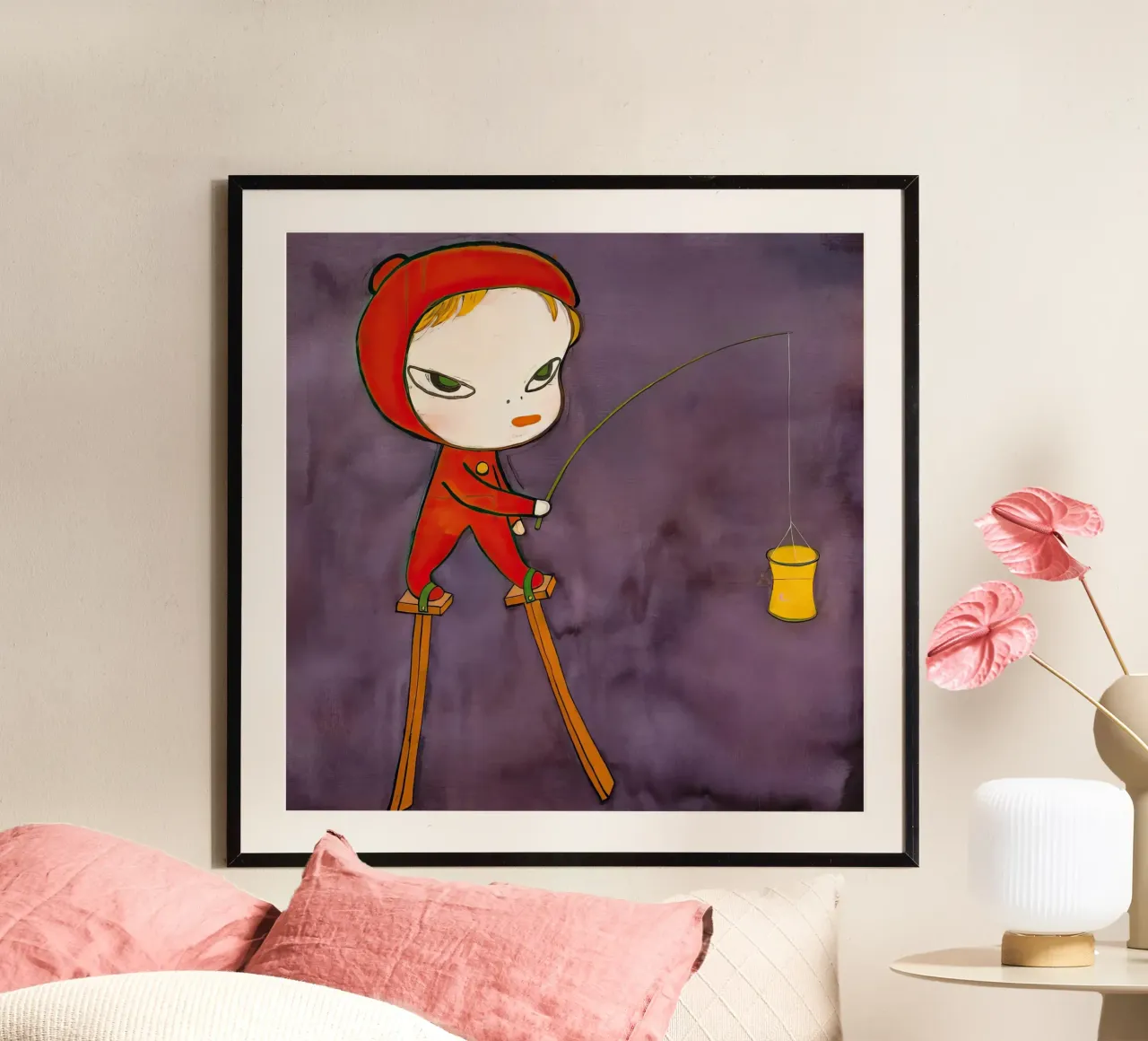 Yoshitomo Nara La notte più lunga poster con telaio in plastica da mix mate
