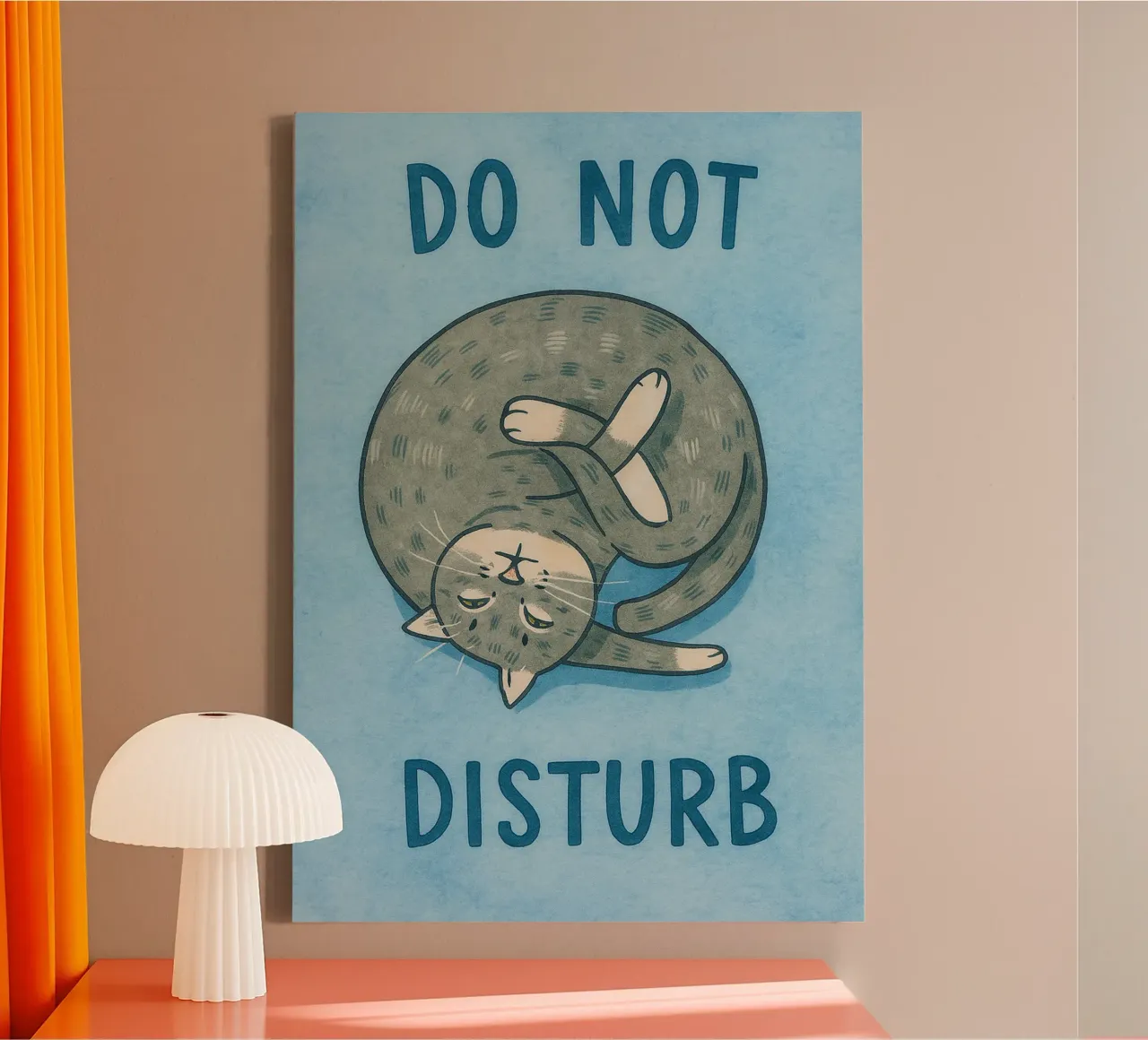 do not disturb funny cat canvas with Floater frame by wadasx