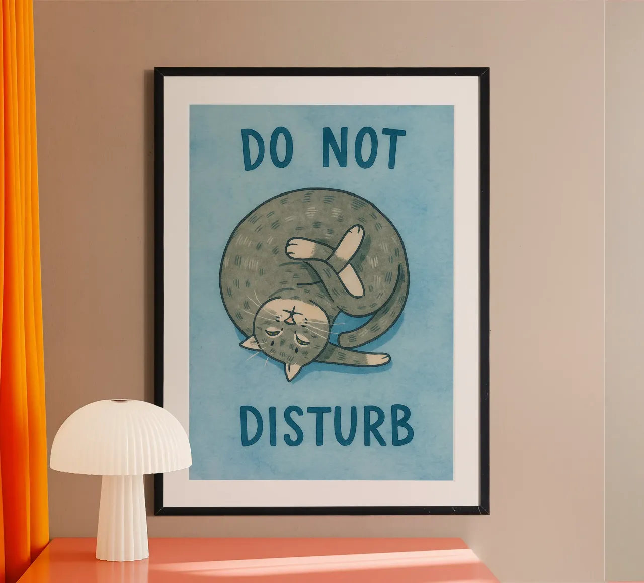 do not disturb funny cat poster with plastic frame by wadasx