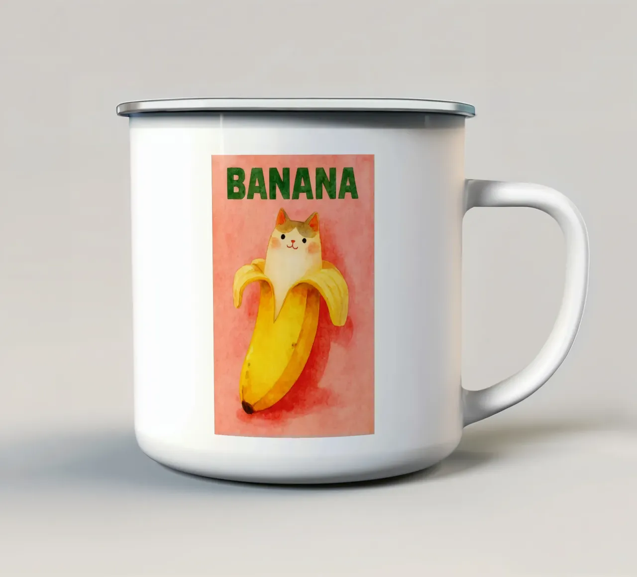 gatto banana divertente tazza in smalto da wadasx