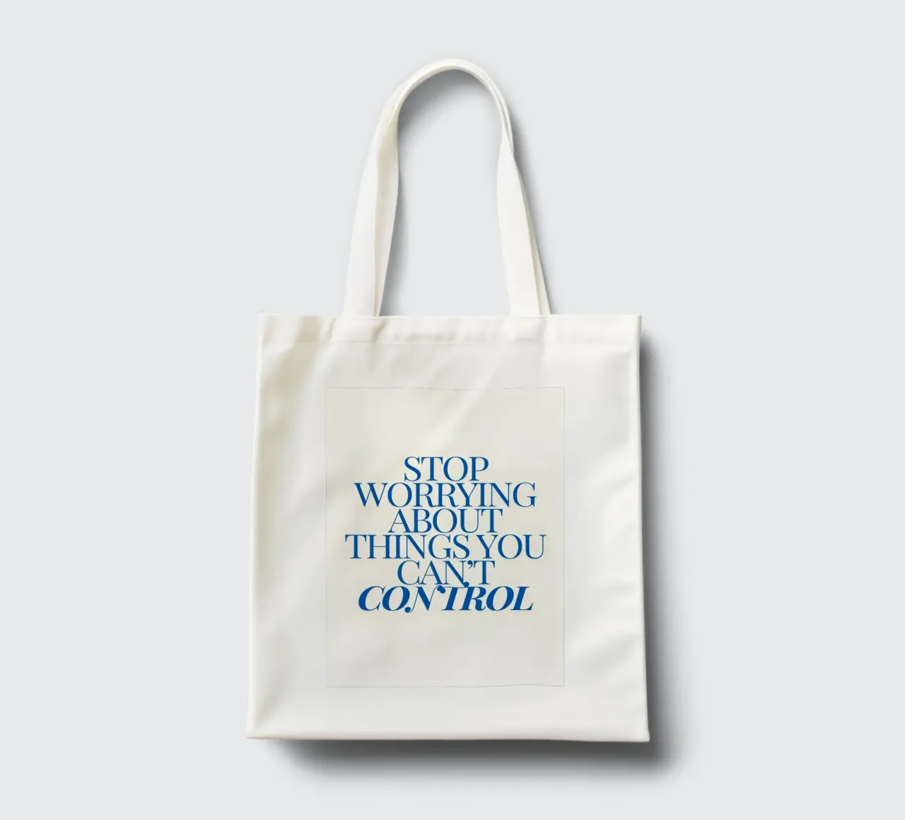 Stop worrying about things you control borsa in juta da Type & Tape
