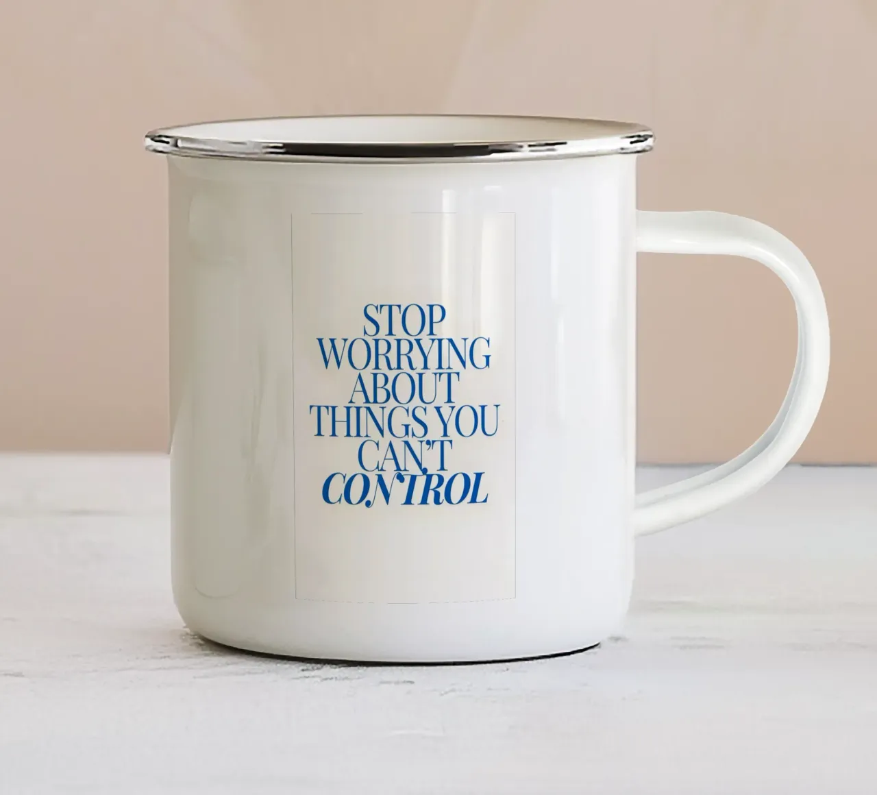Stop worrying about things you control tazza in smalto da Type & Tape