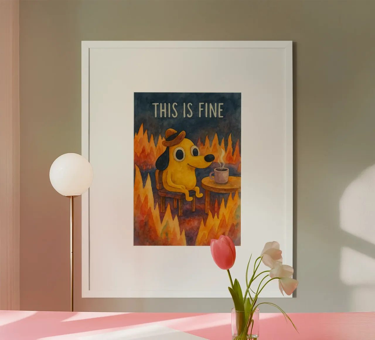 cane divertente questo è bene poster con telaio in legno da wadasx