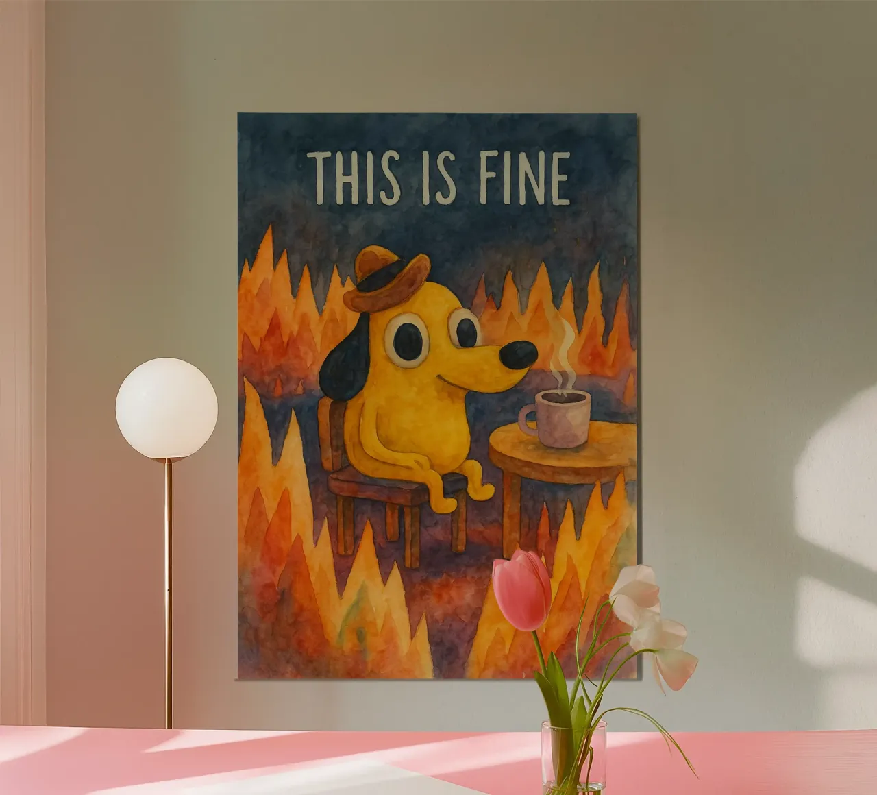 cane divertente questo è bene poster con telaio in legno da wadasx