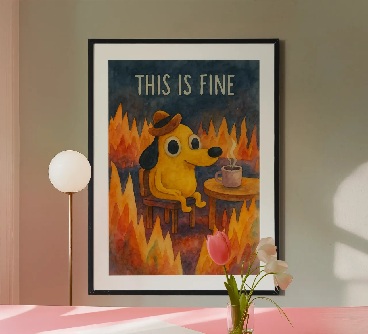 cane divertente questo è bene poster con telaio in legno da wadasx