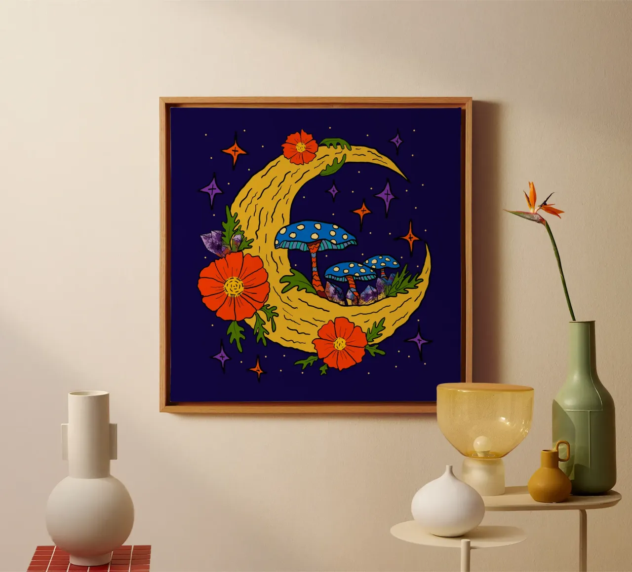 Moonbloom: Whispers of Enchantment tela con Cornice a cassetta da TijanaArtStudio88