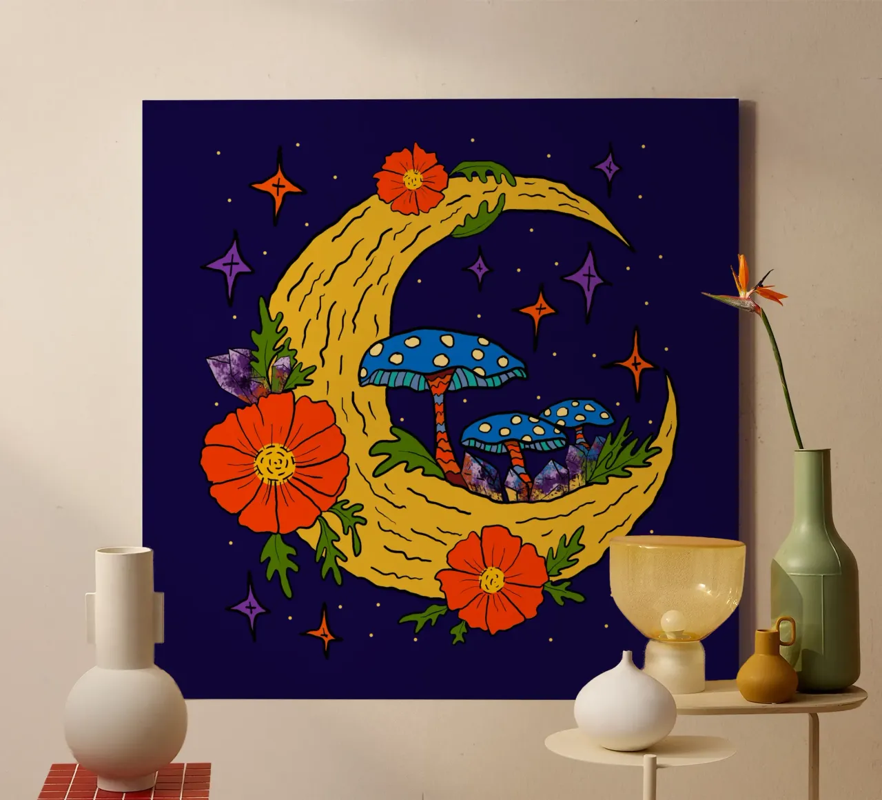 Moonbloom: Whispers of Enchantment tela con Cornice a cassetta da TijanaArtStudio88