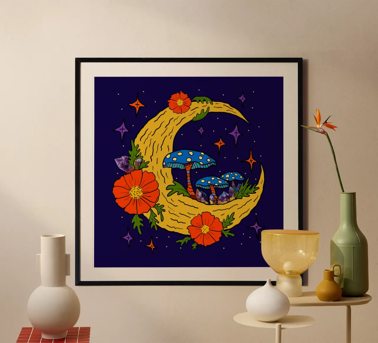 Moonbloom: Whispers of Enchantment poster con telaio in plastica da TijanaArtStudio88