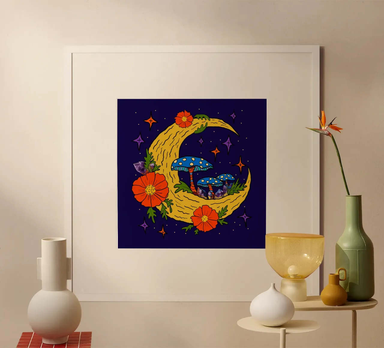 Moonbloom: Whispers of Enchantment poster con telaio in plastica da TijanaArtStudio88