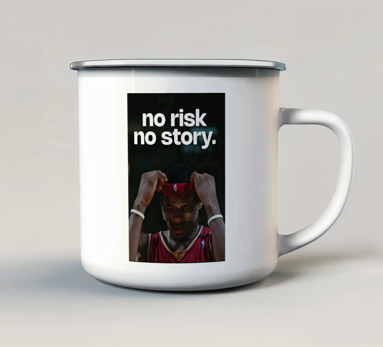 No risk, no story tazza in smalto da Type & Tape