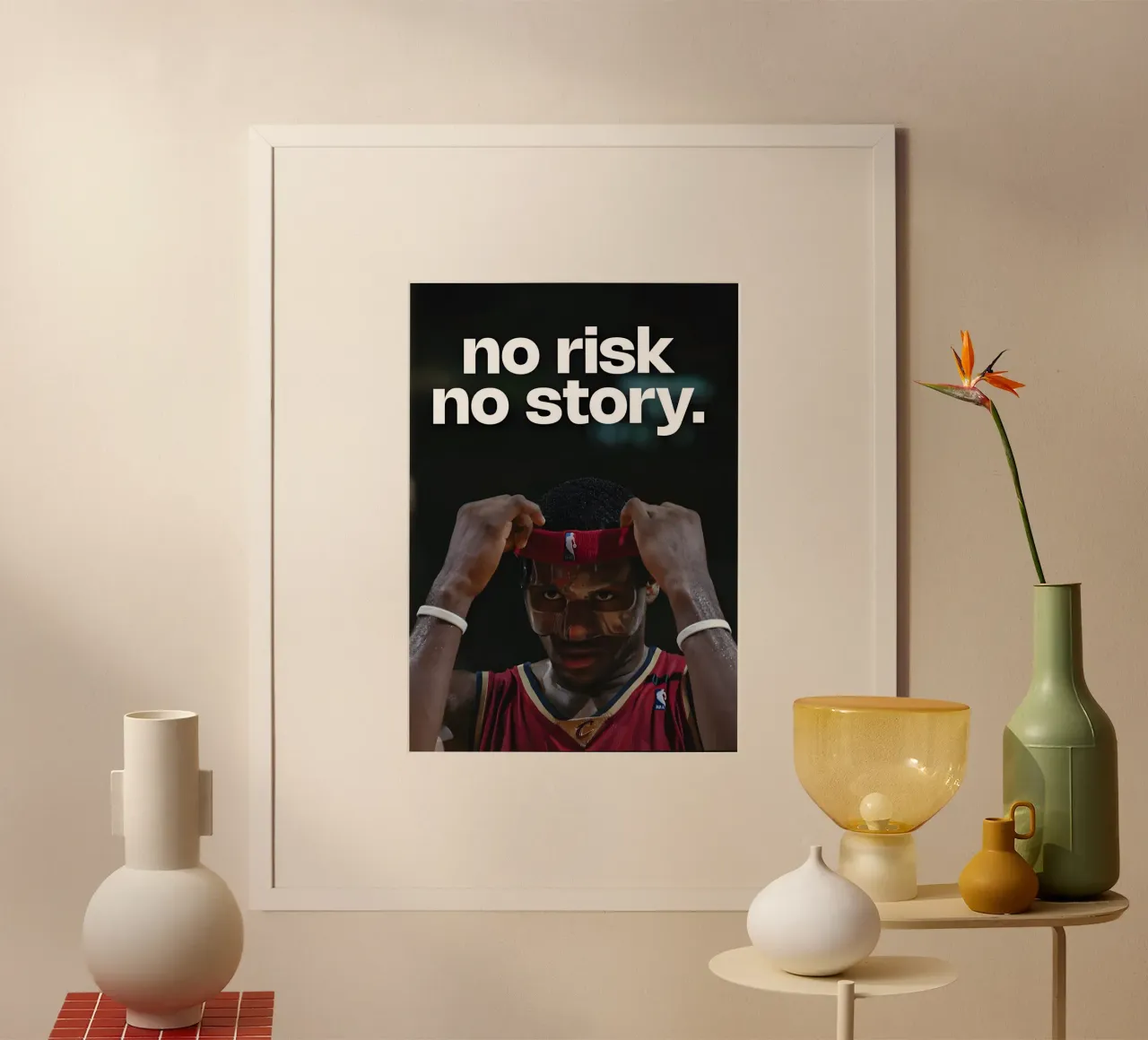 No risk, no story poster con telaio in legno da Type & Tape