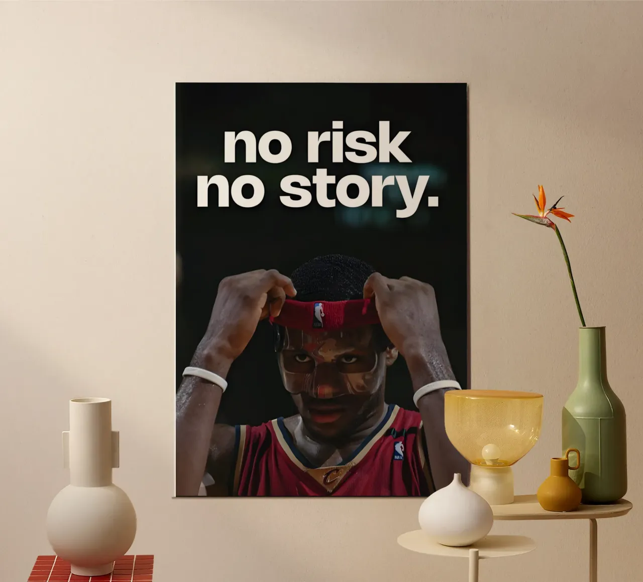 No risk, no story poster con telaio in legno da Type & Tape