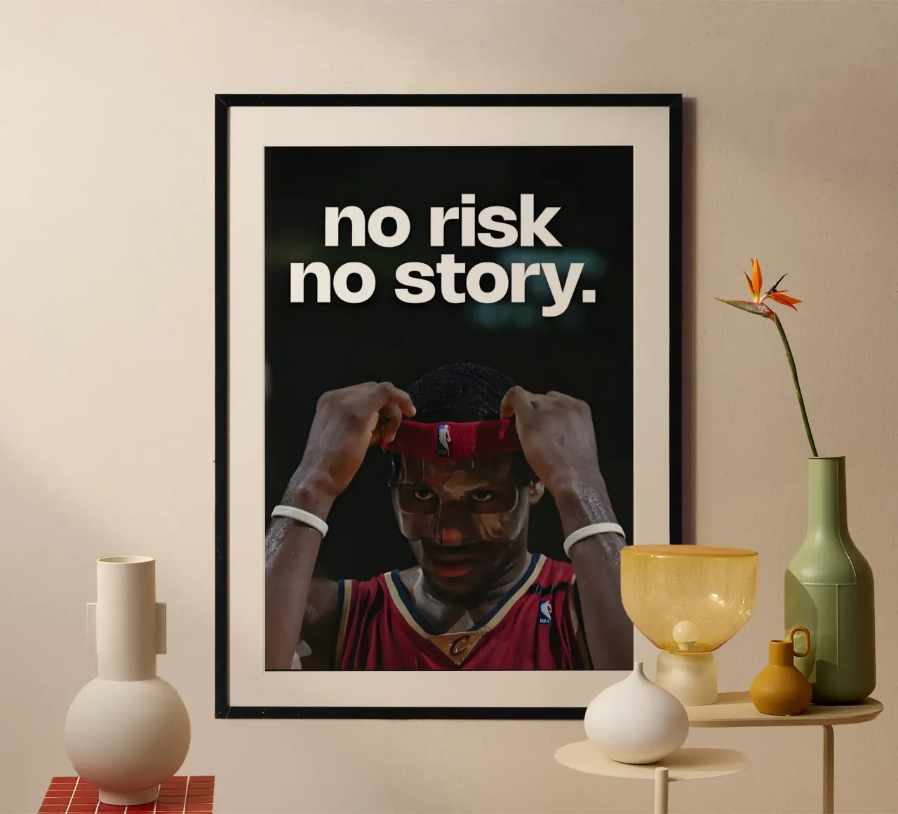 No risk, no story poster con telaio in legno da Type & Tape